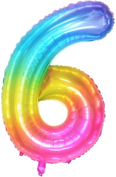 DW4Trading Regenboog Cijfer Ballon 6 - Feestversiering - Decoratie - Helium Ballon - 100 cm