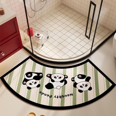 Diatomeeënaarde Vloermat Huishoudelijk Waterabsorptie Sneldrogend Voetmat Cartoon Puppy Badkamervloermat Gebogen Badkamer Antislipmat 50 * 80cm white