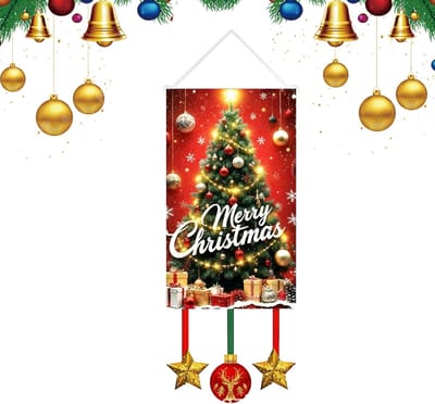 Vrolijk Kerstfeest Vlag,Feestdecoratie Waterdicht | Kerst Deurgordijn Feestdecoratie,voor Slaapkamer, Binnen, Buiten, Feest, Huis, Muur, Raam, Deur, Tuin, Terras, Wandelpad