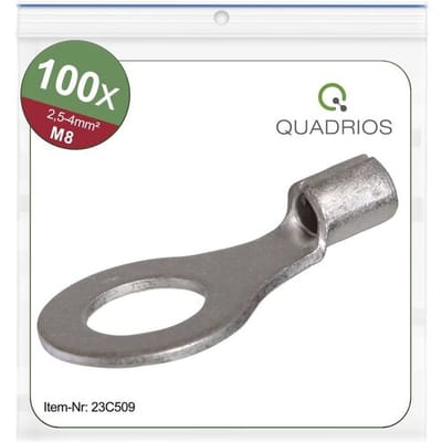 Quadrios 23C509 Ringkabelschoen Dwarsdoorsnede (max.): 4 mm² Schachtdiameter: 8.5 mm Ongeïsoleerd 100 stuk(s)