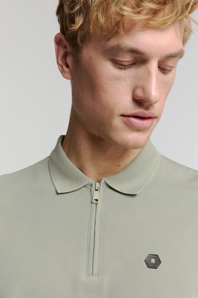 No Excess Polo Zip Pique Garment Dyed Smoke Größe: S | Poloshirts Outlet | Herren