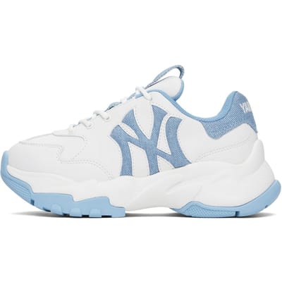 MLB New York Yankees Chaussures de sport confortables et douces pour augmenter la taille, coupe basse, style Papa, Unisexes, Blanc Bleu 3ASHD045N-50BLS 36.5 white