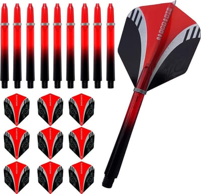 ABC Dart - Dart Flights en Darts Shafts Medium - Tribal rood - 3 sets