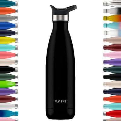 FLASKE Sports Bottle 500ML - Night - RVS Drinkfles van 500ML - Geschikt als waterfles, thermosfles en thermoskan