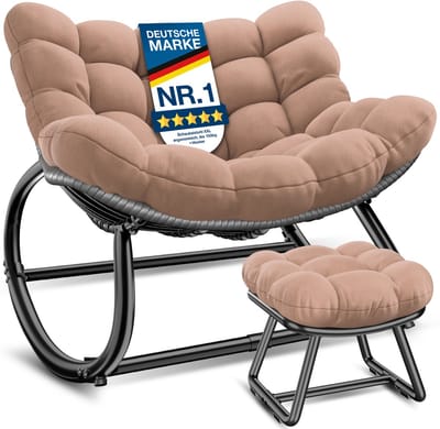 KESSER® Schommelstoel met voetenbankje voor binnen en Buiten - Relaxfauteuil Weerbestendig