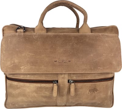 Laptoptas – Taupe Leer - Laptoptas Dames Schoudertas – Handtas - Schooltas Meisje - 17 Inch laptop