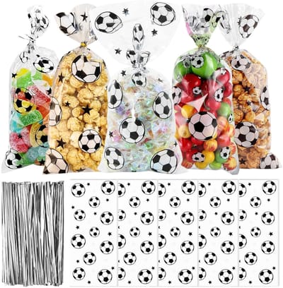 Dailygoods- Cellofaanzakjes Helder 27x12 cm - 50 Stuks - Doorzichtige Verpakkingszakjes - Snoepzakjes - Cadeautasjes - Metalen Bindbanden