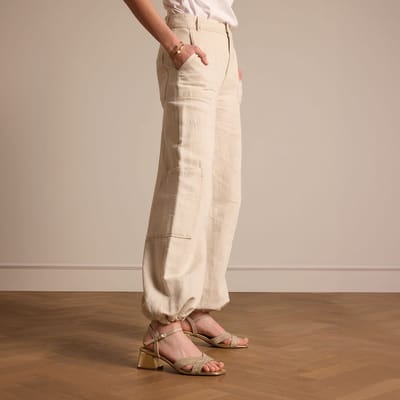 Manfield - Dames - Gouden leren sandalen met hak en glitters - Maat 36
