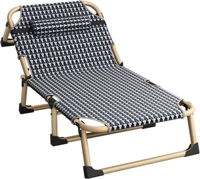 Opvouwbaar Bed - Campingbed Gastenbed - Ontspannen Buiten - Verstelbare 4 standen - 190 x 70 cm - Zwart
