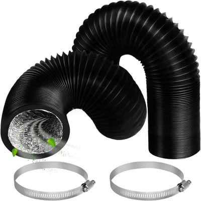 Afvoerslang - Flexibele buis - Ventilatie verbeteren - Roestvrijstalen klemmen - 100 mm x 2 m - Zwart