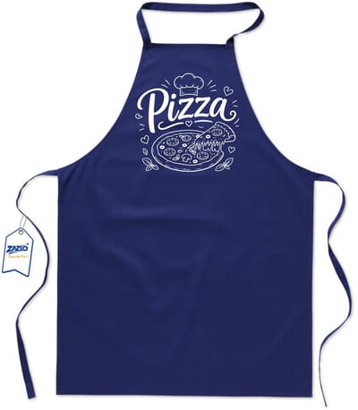 Basics - Unisex Schort - kookschort - keukenschort - BBQ schort - 65 x 90 cm - 100% katoen - pizza - blauw