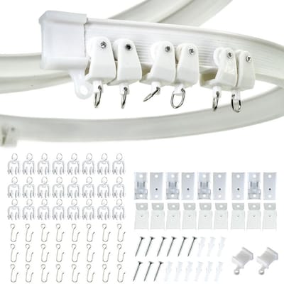 Dailygoods- Plafondgordijnrail 3 meter - Buigbaar gordijnrailsysteem - Flexibel ontwerp - Stille wielen - Inclusief houders - Robuust pvc-kunststof - Gordijnrail