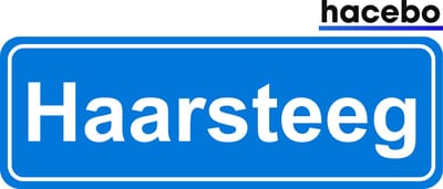 Hacebo - Plaatsnaam Sticker - 29x10 CM - Haarsteeg sticker - Verkeersborden sticker - grappige cadeaus - Haarsteeg