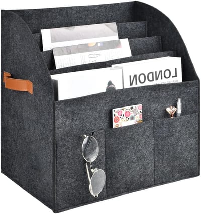 Vouwbare Krantenstandaard voor Grote Tijdschriftverzamelaars met Verwijderbare 4-Laags Divider, Tijdschriftfolder in Grijs, Ideaal voor Organisatie en Presentatie