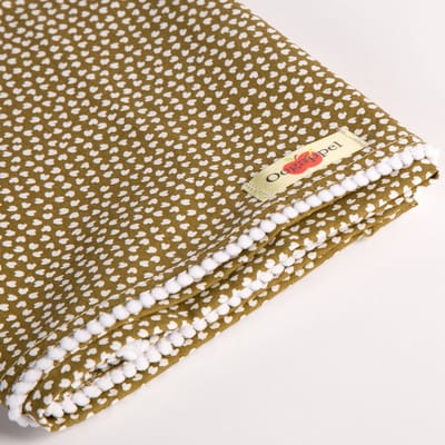Oogappel Hartjes Bolletjesband Wieglaken 75x100 cm-Bruin-Wit