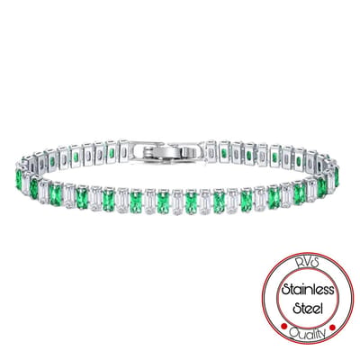 Tennis Armband | Groen Verguld | Zirkonia stenen 6 MM | Lengte 16 CM | Tennis Bracelet | Sieraden | Cadeau Voor Haar | Soraro Sieraden