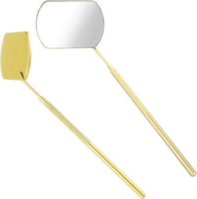 Vierkante wimper spiegel voor drinkbare wimperextensions - Roestvrij, afneembaar inspectie hulpmiddel voor tandonderzoek en oogmake-up - Gouden kleur - 1 stuk