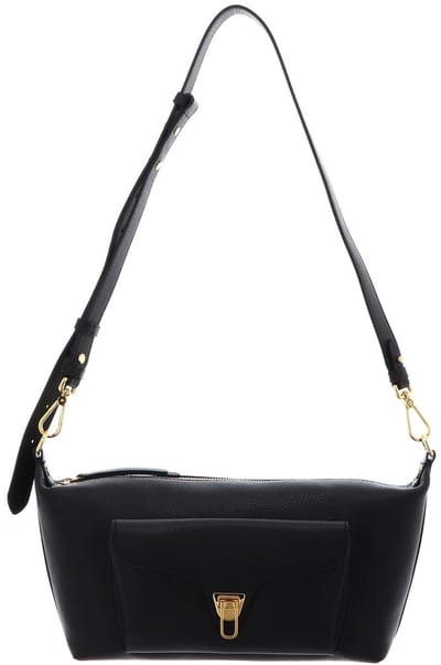 COCCINELLE Leren schoudertas Beat Generatio Crossbody Bag Grained Leather Noir zwart