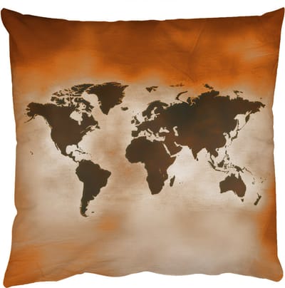Sierkussens - Kussentjes Woonkamer - 50x50 cm - Wereldkaart - Bruin - Kaart