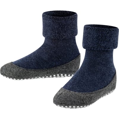 FALKE Cosyshoe Teens Noppen op de zool wol huissokken kinderen blauw - maat 31-32