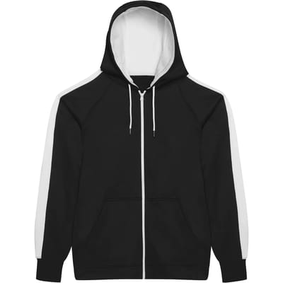 Sports Polyester Zipped Hoodie met capuchon Black/White - 3XL
