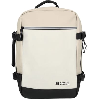 Enrico Benetti Underseater rugzak - Waterproof Cabin Rugzak - Onder de stoel bagage – Ryanair Reistas – 15 inch laptop handbagage – Cabin rugzak 25x20x40cm – 20L - 56010 – Zwart/ Beige