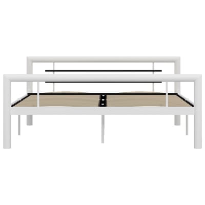 vidaXL - Bedframe - metaal - wit - en - zwart - 160x200 - cm