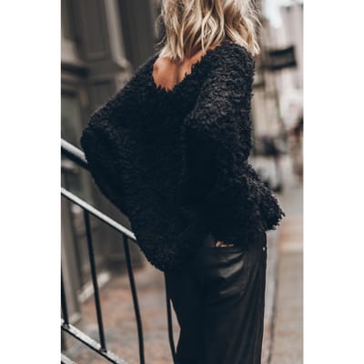Mikuta The Black Sherpa Cropped Knitted Sweater Black Größe: S | Longsleeves Outlet | Damen | Schwarz