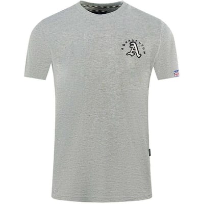Aquascutum Heren Londen Borduurwerk Achterafdruk T-Shirt (Grijs)