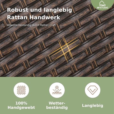 Tuinmeubelset 152x96 cm met 6 Stoelen en Verstelbaar Parasolgat 4-5 cm – Polyrotan Terrasset Weerbestendig en Onderhoudsvriendelijk – Moderne Eettafel Set Buiten – Laura