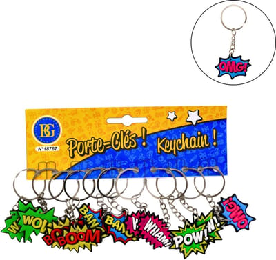 Sleutelhanger POW! Stripballon – Stoere Cartoon Tekst Balloons – Sleubelbos Cadeau – Tekst Ballon