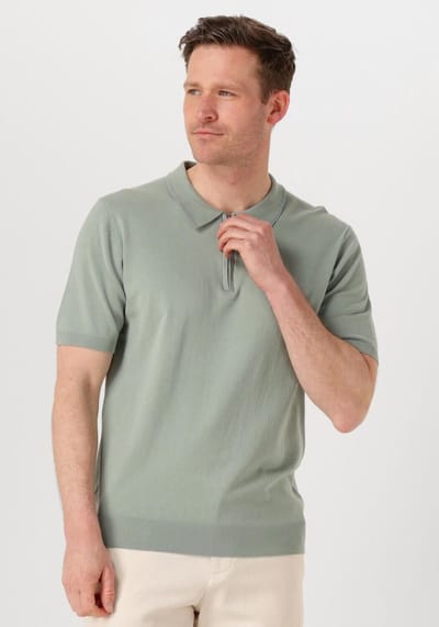 PURE PATH Regular Fit Polo Ss Half Zip Knitwear Polo's & T-shirts Heren - Polo shirt - Groen - Maat S