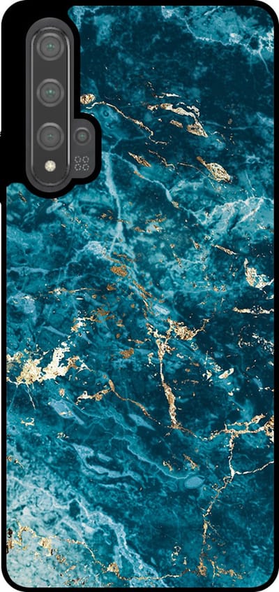 Smartphonica Telefoonhoesje Geschikt voor Huawei Nova 5T met marmer opdruk - TPU backcover case blue marble design - Blauw geschikt voor Huawei Nova 5T