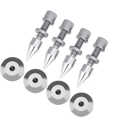Luidspreker Spikes - Isolatie Voeten - Audio Verbetering - Verstelbare Hoogte - 4 Stuks - Zilver