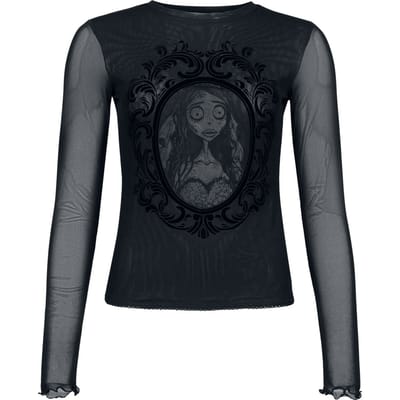Killstar - Gothic Shirt met lange mouwen - Corpse Bride II - Corpse Bride Emily Mesh Top - XS tot 4XL - voor Vrouwen - zwart-grijs