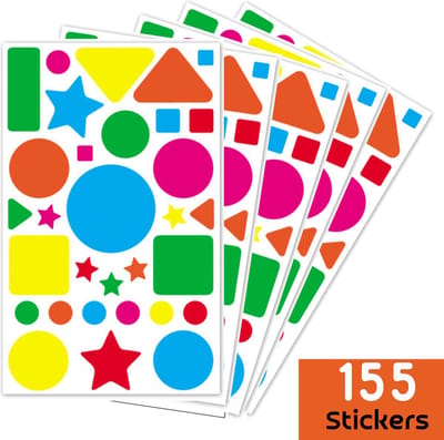 Geometrische Vormen Stickers - Cirkel, Vierkant, Driehoek, Ster- 155 Stickers - Voor Educatie, Organisatie, Decoratie etc.