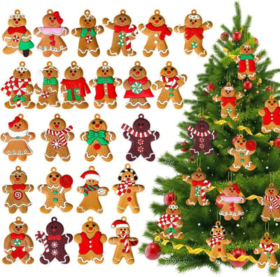 Traditionele Kerstboomdecoraties met Gingerbread Man Hanger - Schattige Versieringen voor de Feestdagen, 24 Stuks