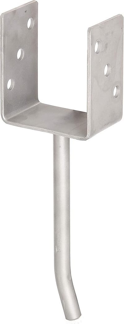 U-Paalhouder met Betonanker - RVS - Vrije Breedte 91 mm