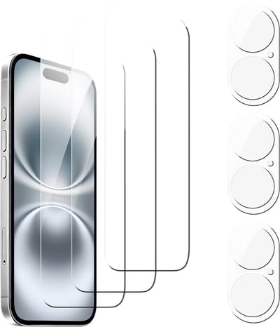 Podec Screenprotector en Camera Lens Protector geschikt voor iPhone 16 - Gehard Beschermglas - Transparant en Krasbestendig - Tempered Glass Screen Cover - 3 + 3 Stuks
