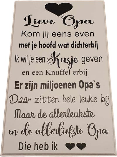 Tekstbord - spreukenbord - lieve opa - allerliefste - wall art