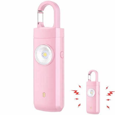 Jumalu Persoonlijk Alarm 130 dB – Veiligheidsalarm met LED Flits & Zaklamp – Sleutelhanger Noodalarm – Draagbare Persoonlijke Bescherming – Roze