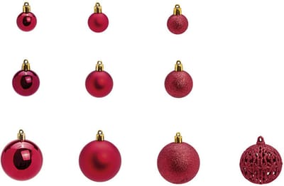 G. Wurm Kerstballen - set 50x st - bordeaux rood - 3,4,6 cm - kunststof - kerstversiering