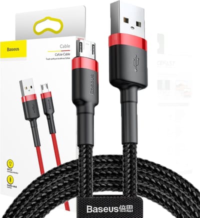 Data- en oplaadkabel USB-A - microUSB Baseus Cafule, 18W, 3m, Rood CAMKLF-H91