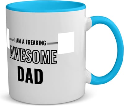 Akyol - i am a freaking awesome dad koffiemok - theemok - blauw - Papa - de meest geweldigste vader - vader cadeautjes - vaderdag - verjaardagscadeau - verjaardag - cadeau - geschenk - kado - gift - vader artikelen - 350 ML inhoud