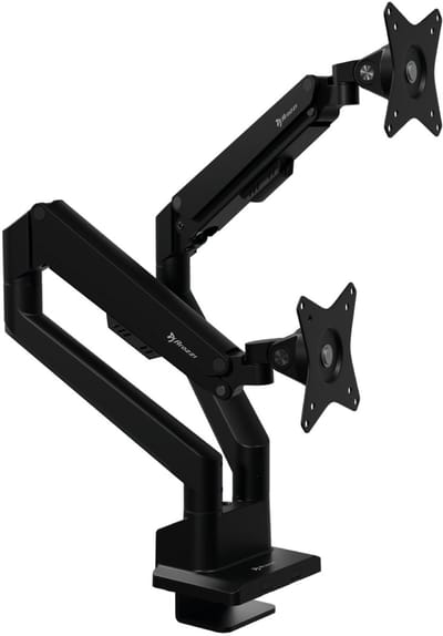 Arozzi Alzare Neo Dubbele Monitor Arm - Gasfeder - Kabelbeheer - 17" tot 34" - Zwart