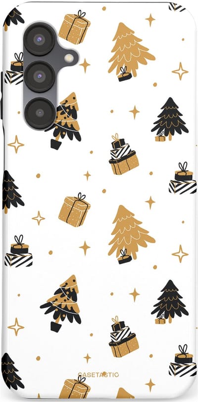 Casetastic hoesje geschikt voor Samsung Galaxy A16 - Dubbellaagse bescherming - Kerst met Cadeautjes - Fashion Case - Wit Beige Donkergrijs