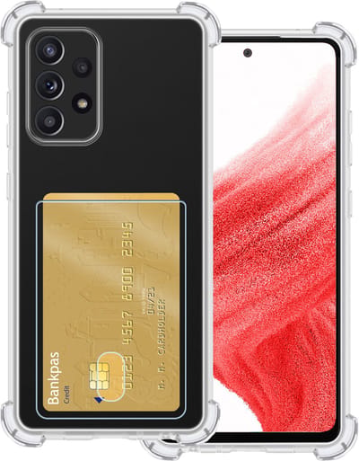 Hoesje Geschikt voor Samsung Galaxy A53 - Met Pashouder en Kaarthouder - Telefoon Hoes Shockproof - Siliconen Case - Back Cover - Shock Proof - Pasjes Houder - Transparant