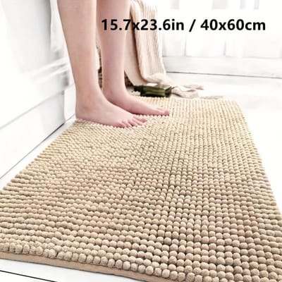 Tapis de Bain Épais Super Absorbant - Antidérapant, Doux Polyester Dos PVC, Parfait pour la Décoration Intérieure, Convient pour la Cuisine et la Salle à Manger 1pc abricot
