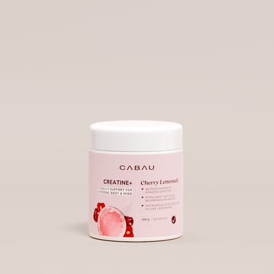 Cabau – Creatine+ Lemonade – Cherry Lemonade – Creatine Monohydraat Drank – Vergroot Vetvrije Spiermassa – Suikerarm & Laag in Calorieën – 300 gram (50 Porties)