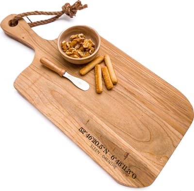 Serveerplank SLEEN - DRENTHE met exacte coördinaten | Persoonlijk cadeau | Hout 40x18cm | Tapasplank van Jouw Plaats!